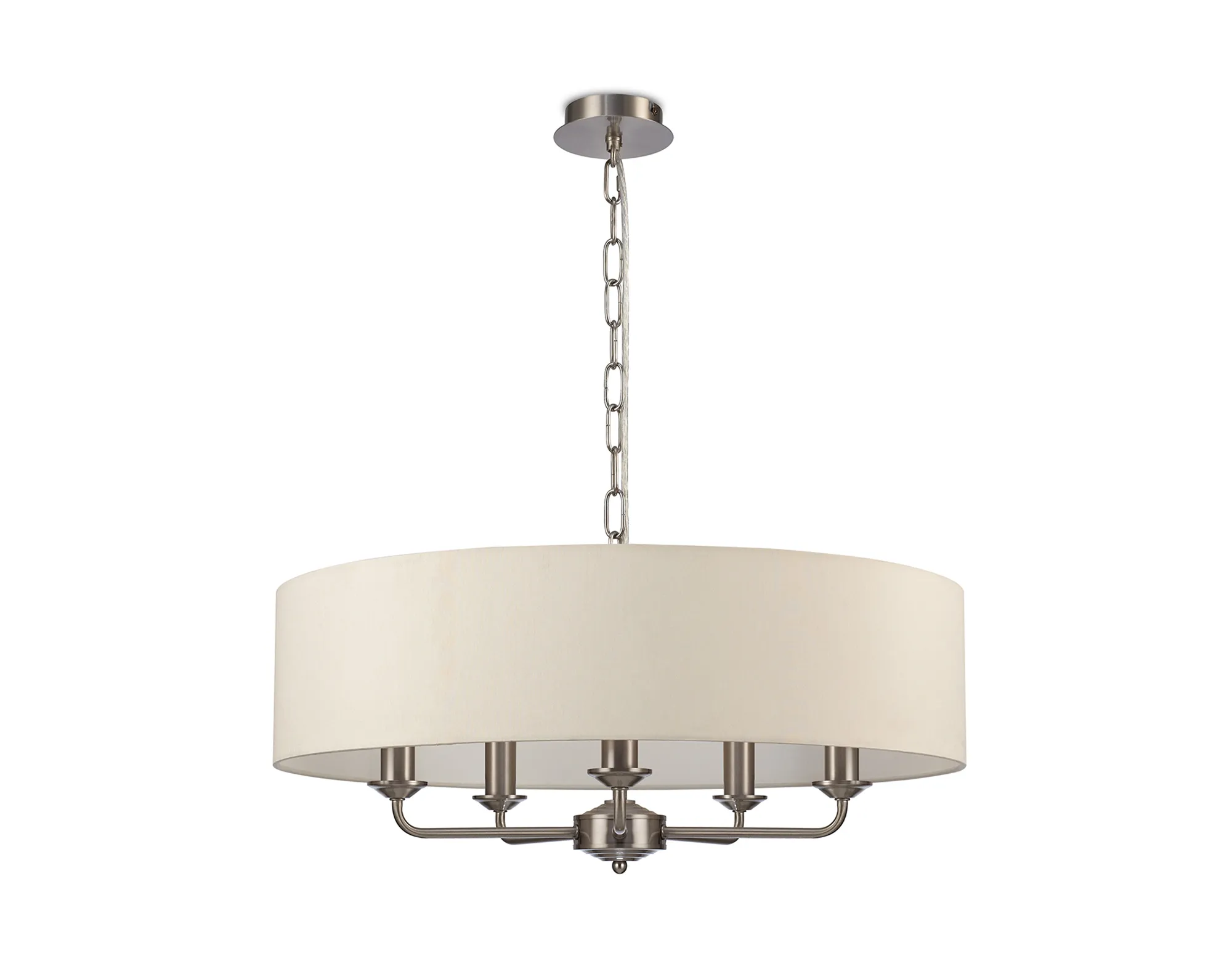 Banyan 60cm 5 Light Pendant Satin Nickel, Ivory Pearl DK0063  Deco Banyan SN IV
